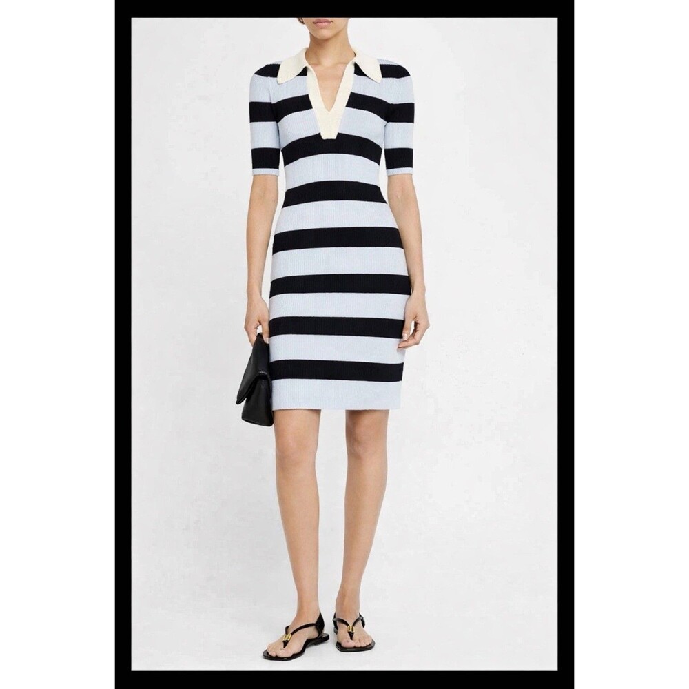 A.L.C. "Darcy" stripe ribbed-knit dress Blue Size L